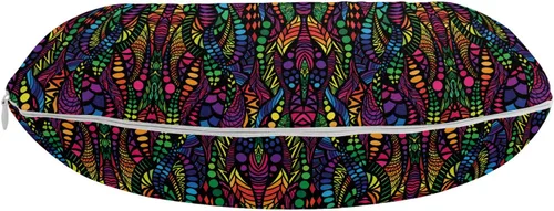 Vista 2 de Lunarable Abstract Travel Pillow Neck Rest, Trippy Contrast Tones Featured Fractal Forms Creative Colorful Effects Graphic Art, Memory Foam