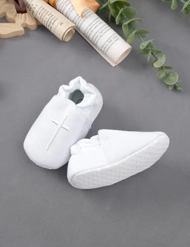 Vista 4 de AGJ Baby Boy Baptism Shoes Set, Infant Soft Sole Christening White Sneaker