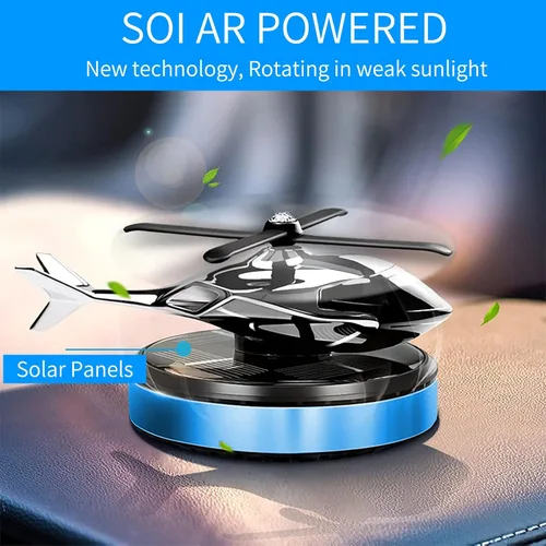Vista 4 de Ambientador de coche Fancemot Helicopter Ambientador solar giratorio para automóvil, perfume de coche de avión, diseño de hélice, fragancia