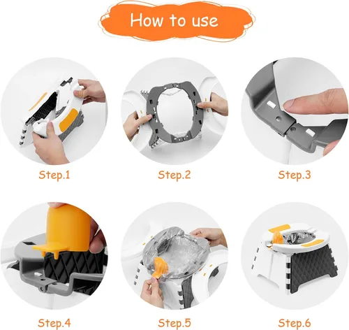 Vista 6 de Asiento de entrenamiento portátil para niños pequeños, inodoro plegable para niños, inodoro plegable para niños, orinal de viaje para automóvil