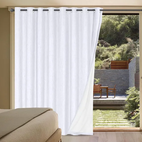 Vista 95 de H.VERSAILTEX Cortinas 100% opacas con aislamiento térmico, texturizadas, de lino, con bloqueo completo de calor y luz, para sala de estar y Negro