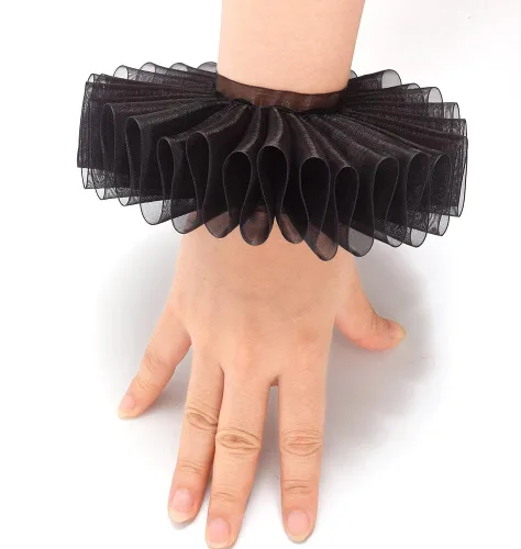 Vista 39 de GRACEART Elizabethan Dickens Ruff Cuello Payaso Collar Elizabeth Muñeca Ruffs Ruffle Cuff Bandas