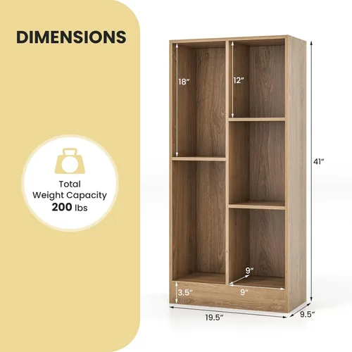 Vista 3 de Costzon 5-Cube Kids Bookshelf, 41” Tall Wooden Toy Storage Organizer for Books Toys, 3-Tier Storage Cabinet, Bookcase for Kids Room, Playroom