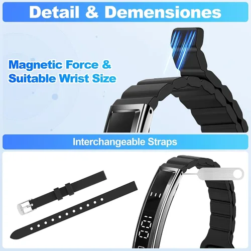 Vista 7 de Pulsera inteligente para mujer, rastreador de actividad de salud, frecuencia cardíaca 24/7, oxígeno en sangre y monitor de estrés, monitor de sueño