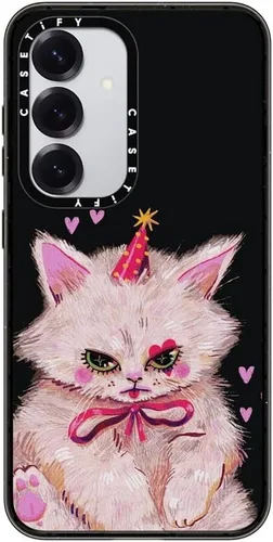 Vista 92 de CASETiFY Funda de impacto para Galaxy S22+ - Adhesivo Aries Moross, color negro transparente