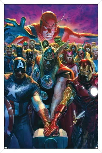 Vista 12 de Trends International - Póster de pared, diseño de los Vengadores de Marvel Comics #10, 14.725" x 22.375", versión enmarcada de Barnwood