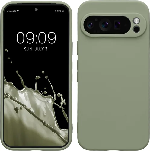 Vista 218 de kwmobile Funda compatible con Google Pixel 9 - Funda protectora delgada de TPU para teléfono - Acabado mate suave - Piedra antigua