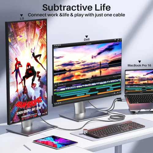 Vista 5 de ZeroneTeck Cable USB C de 6 pulgadas 0.5 pies, Transferencia de Datos de Alta Velocidad 20Gbps Corto, Cable USB C 3.2 Gen 2×2 100W PD de Carga