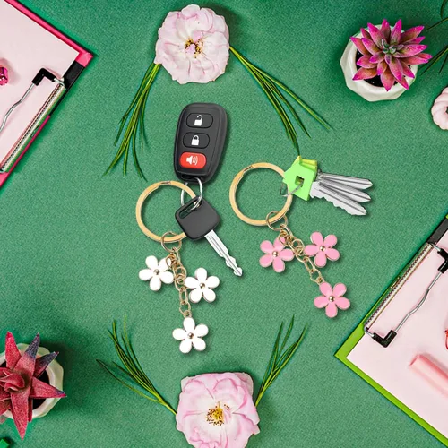 Vista 4 de 2 llaveros de flores para mujer, llavero colgante de llavero para decoración para niñas, el mejor regalo