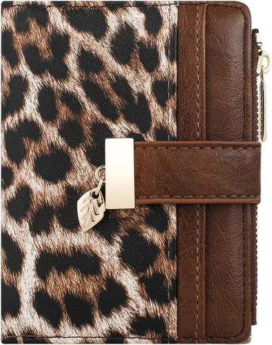 Vista 13 de Billetera pequeña para mujer, plegable, de piel suave, tarjetero con ventana de identificación, con cremallera, bolsillo para monedas, carteras
