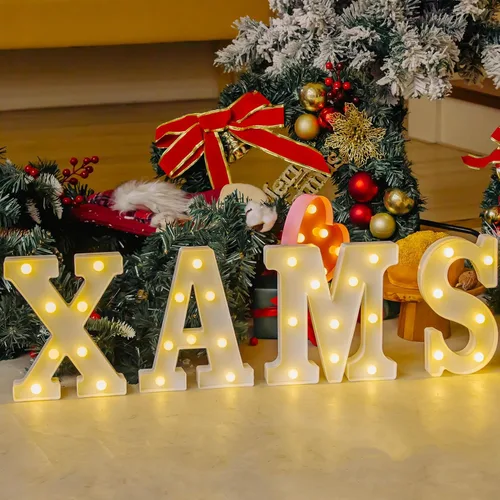 Vista 4 de Letras Iluminadas, Luces de Letras LED 26 del Alfabeto, Letra Iluminada Decorativa, Letras de Marquesina LED que Funcionan con Pilas para Fiesta