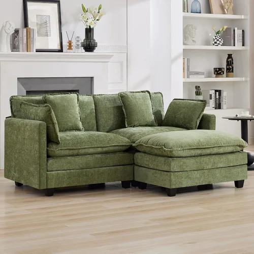 Vista 71 de Sofá modular en forma de nube de 113 pulgadas, sofás de asiento profundo de gran tamaño para sala de estar, sofá modular tapizado de chenilla