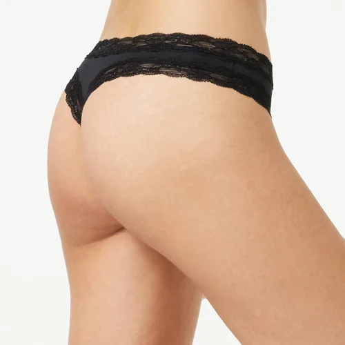 Vista 4 de Iris Lilly Womens Cotton and Lace Thong Underwear Pack of 5