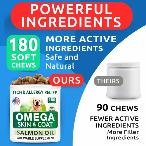 Vista 4 de BARK&SPARK Omega 3 para perros - 360 golosinas de aceite de pescado para la muda de pelo de perro, alergia cutánea, alivio de la picazón