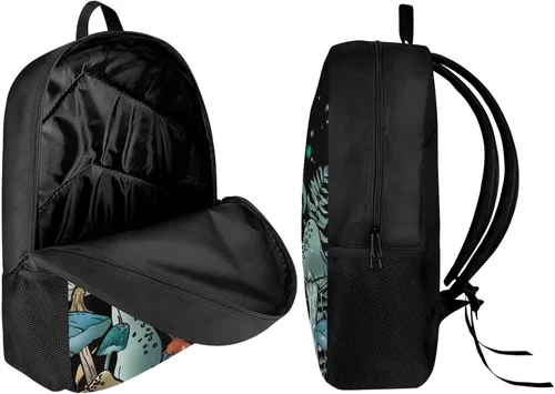 Vista 3 de Parprinty Juego de mochila de hongos para niños y niñas, mochila grande ligera con lonchera y estuche para lápices, Seta caracol retro a, Mochilas