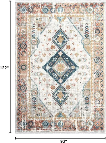 Vista 2 de Abani Alfombra de sala de estar gris y multicolor envejecida, 7 pies 9 pulgadas x 10 pies 2 pulgadas (8 x 10), estilo antiguo, no desprende pelusa