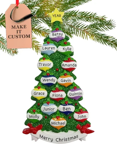 Vista 11 de Adorno Personalizado Grande para Familia de 10 Piezas 2025 Personalización Gratuita en 24h Adornos de Navidad para Árbol Recuerdo