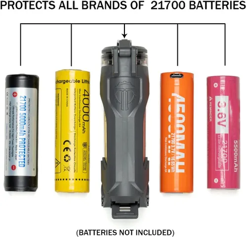 Vista 4 de Thyrm CellVault-21 Estuche de almacenamiento de batería recargable, impermeable, para baterías 21700 para linternas tácticas premium, fabricado