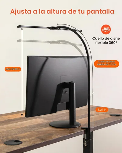 Vista 5 de VEVOR Lámpara de escritorio LED con abrazadera, lámpara de escritorio de arquitecto de doble cabezal para oficina en casa, luz de escritorio