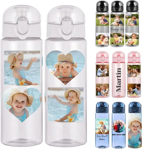 Vista 10 de Botellas de agua personalizadas, botella de agua de plástico personalizada con mango para nombre, botella de agua deportiva a prueba de fugas