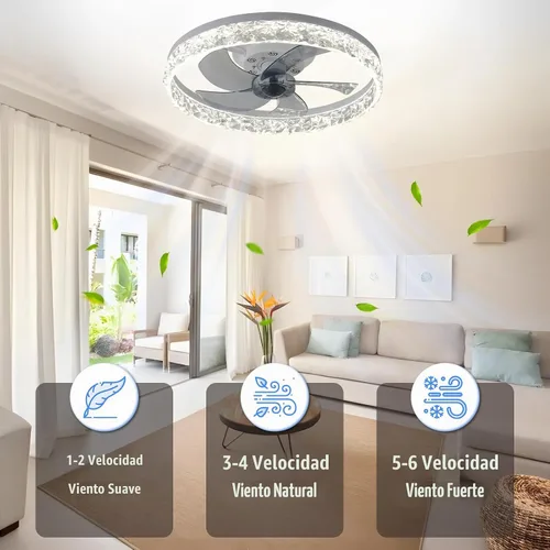 Vista 5 de FRIXCHUR Ventilador de techo de cristal blanco de 19.7 pulgadas con control remoto de luz de 6 velocidades Low Profile Ceiling Fans Dimmable LED