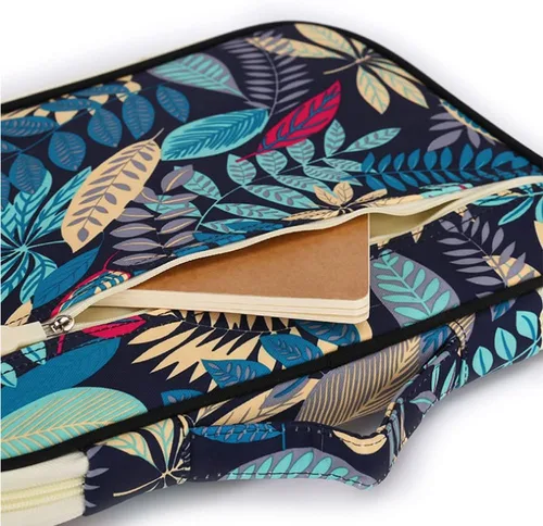 Vista 4 de A4 Portfolio Organizer Bag Handbag Document Zipper Bag File Folder Holder Pouch Case for Tablets Mobile Phones Notebooks Azul oscuro