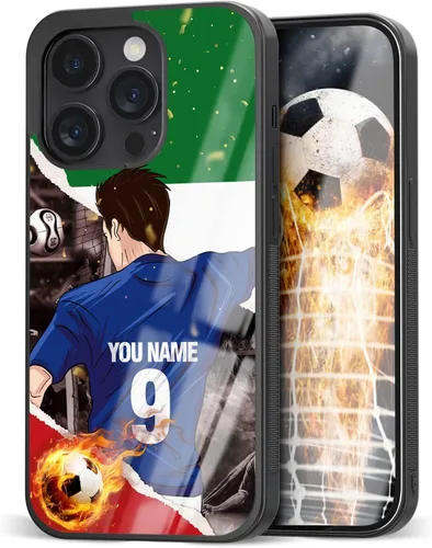 Vista 31 de Fundas personalizadas con nombre y número de fútbol para iPhone 11, 12, 13, 14, 15, 16, 17, 16 Pro Max Plus Mini, Samsung Galaxy Note10 Note20 S8 9
