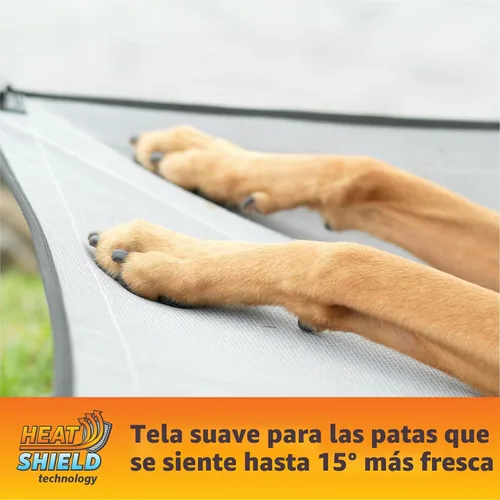 Vista 2 de Coolaroo On-The-Go - Kit de cama elevada para perros portátil y refrescante con tela HeatShield para perros pequeños, ligera y compacta, incluye