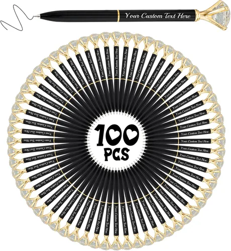 Vista 48 de Bolígrafos personalizados de diamantes personalizados con nombre a granel de metal de cristal grabado, bolígrafos divertidos brillantes a granel
