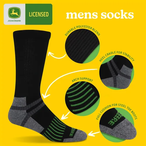 Vista 8 de John Deere 6 pares de calcetines de trabajo para hombre talla 8-12