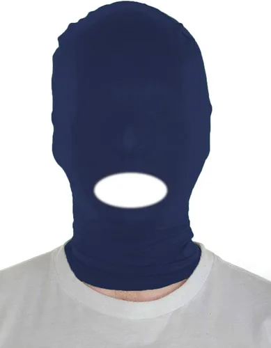 Vista 4 de Sheface Máscara con capucha de boca abierta de elastano para hombre y mujer, disfraz de cosplay de Halloween Negro