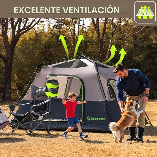 Vista 8 de 4/6/8/10 Person Instant Tent, Waterproof Pop Up Tents for Camping with Rainfly, 60 Seconds Easy Setup, Automatic Cabin Tent for Family Camping with
