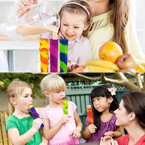 Vista 3 de Moldes de paletas caseras, paquete de 6 moldes para paletas de hielo sin Color mixto