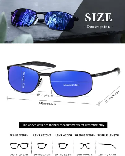 Vista 3 de AEVOGUE anteojos de sol polarizados para hombres, marco metálico rectangular, anteojos retro AE0535.