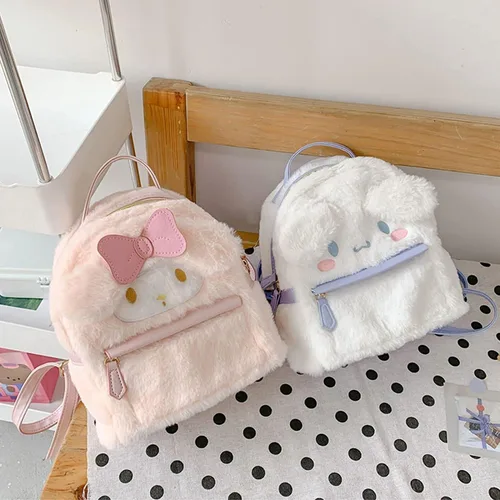 Vista 9 de ACCENE Lindas mochilas de felpa peluda, Rosado