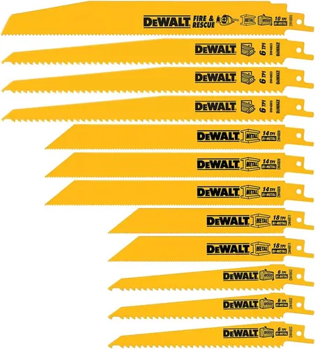 Vista 3 de DEWALT Hojas de sierra recíproca, parte trasera recta, 12 pulgadas, 14 TPI, paquete de 5 (DW4838)