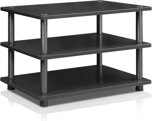 Vista 15 de Furinno Turn-N-Tube Soporte de TV, centro de entretenimiento de esquina de 3 niveles con estantes abiertos, consola de TV sin herramientas para TV