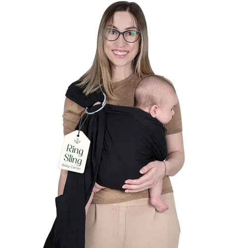 Vista 15 de Portabebés con Eslinga de Anillo - Probado en Laboratorio de EE. UU., 100% Algodón Muslin Natural, Eslinga de Anillo transpirable y ergonómica Beige
