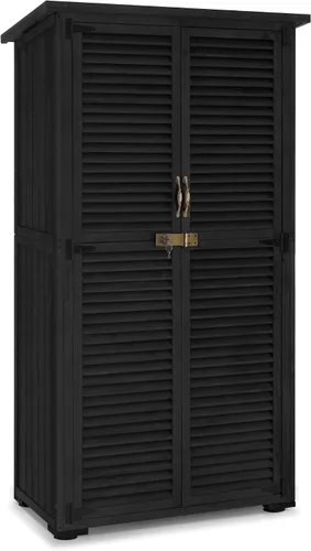 Vista 11 de MCombo Gabinete de Almacenamiento Exterior, Cobertizo de Almacenamiento de Madera con Pestillo, Cobertizo de Herramientas de Jardín Exterior con 2