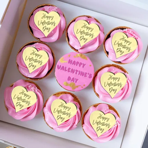 Vista 6 de Decoración para el Día de San Valentín – 20 unidades de discos y palillos para tartas de corazón, decoración de acrílico con espejo