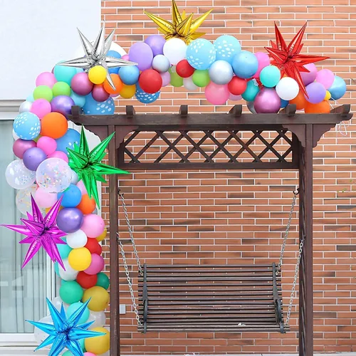 Vista 6 de 72 unidades de globos de estrella, grandes globos de cono de estrella metálicos de 26 pulgadas, globos de papel de aluminio de explosión colorida