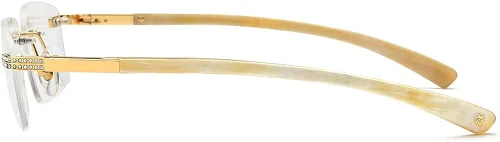 Vista 6 de HEPIDEM Gafas de bocina 100 realmente búfalo gafas cuadradas sin montura de lujo con diamantes