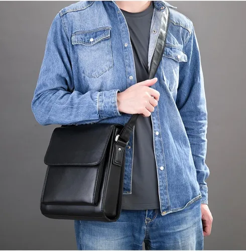 Vista 3 de Cuero auténtico mensajero Bolsas hombro hombro Crossbody bolso trabajo negocio vintage capacidad