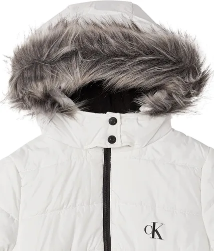 Vista 3 de Calvin Klein Chaqueta larga con capucha y forro polar para niñas