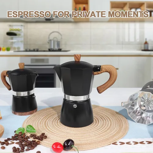 Vista 8 de Cafetera Moka Pot Express de Aluminio de 3 Tazas 150ml (5.1 fl oz), Cafetera de Espresso para Estufa, Cafetera Colorida Estilo Clásico Italiano