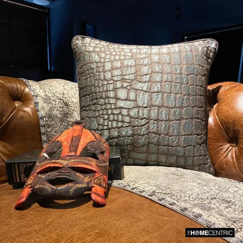 Vista 134 de The HomeCentric Funda de almohada con cremallera, funda de cojín azul de 12 x 12 pulgadas, funda de cojín de algodón bordado para sofá, diseño