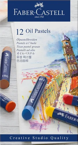 Vista 2 de Faber-Castell Creative Studio - Lápices de colores pastel al óleo, 12 colores vibrantes
