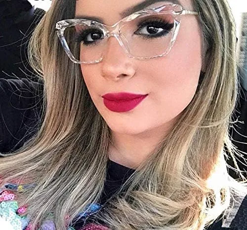 Vista 5 de FEISEDY Marco de gafas de ojo de gato, lentes transparentes, gafas para mujer B2440