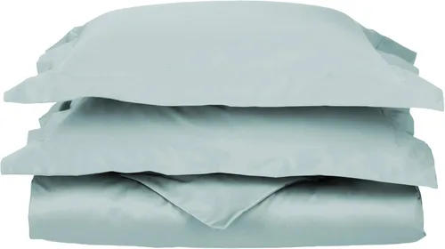 Vista 31 de Set de fundas para cobertor de 2 unidades, tamaño twin, una sola capa, sólido, de grapa larga de algodón peinado., Celeste (Baby Blue), Full/ Queen