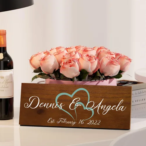 Vista 2 de Bemaystar Regalos de boda personalizados, letreros de madera personalizados con nombre/fecha, para recuerdos únicos de aniversario, ideas de regalo